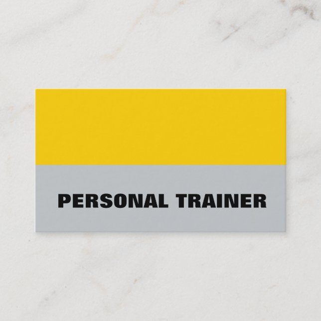 Yellow Grey Personal Trainer Fitness Sport Business Card (Front)