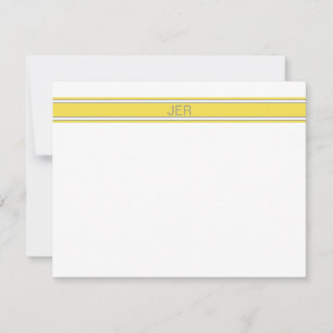 Yellow Grey Personalized Monogram Name Initials Card