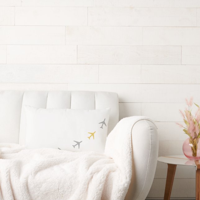 Yellow Grey Planes Airplanes Aviation Fly Airways Lumbar Pillow (Couch)