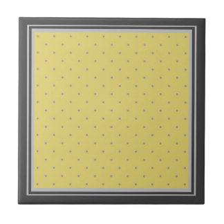 Yellow Grey Polka Dots and Striped Border Tile