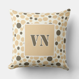 yellow grey polka dots on a white background throw pillow