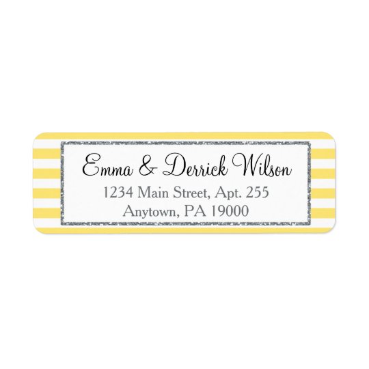 Yellow Grey Return Address Labels Elegant Shower