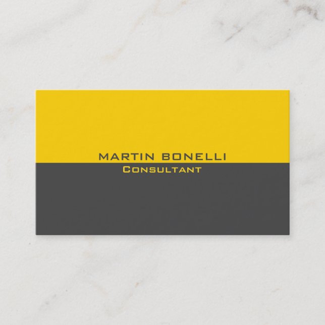 Yellow Grey Special Unique Plain Clean Business Card (Front)