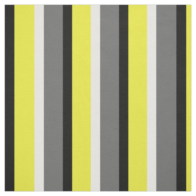 Yellow Grey Stripes Pattern  Fabric (Swatch)