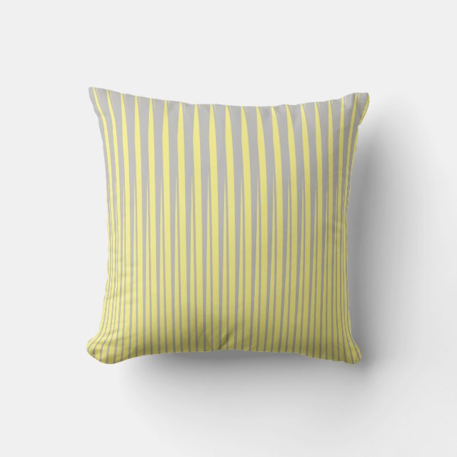 Yellow Grey Stripes Pattern Ombre Modern Pretty Throw Pillow (Front)