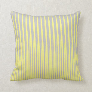 Yellow Grey Stripes Pattern Ombre Modern Pretty Throw Pillow
