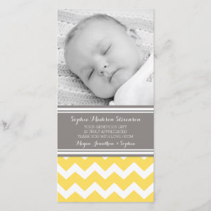 Yellow Grey Thank You Baby Shower Photo Cards