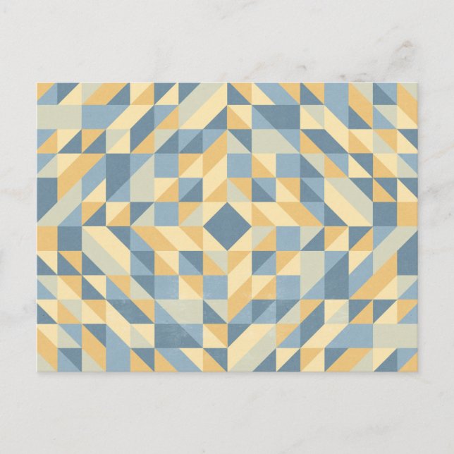 Yellow Grey Triangle Pattern Postcard (Front)