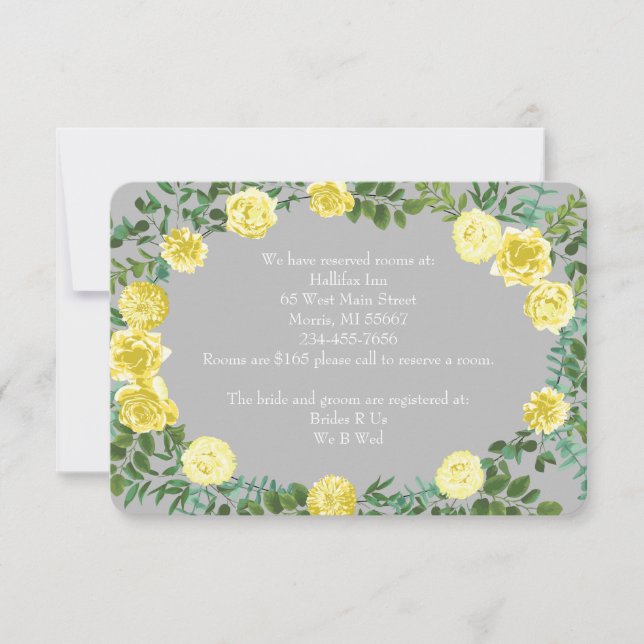 Yellow & Grey Vintage Elegant Floral Wedding Invitation (Front)