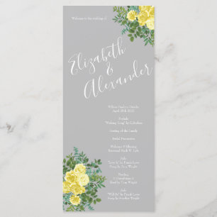Yellow & Grey Vintage Elegant Floral Wedding Menu