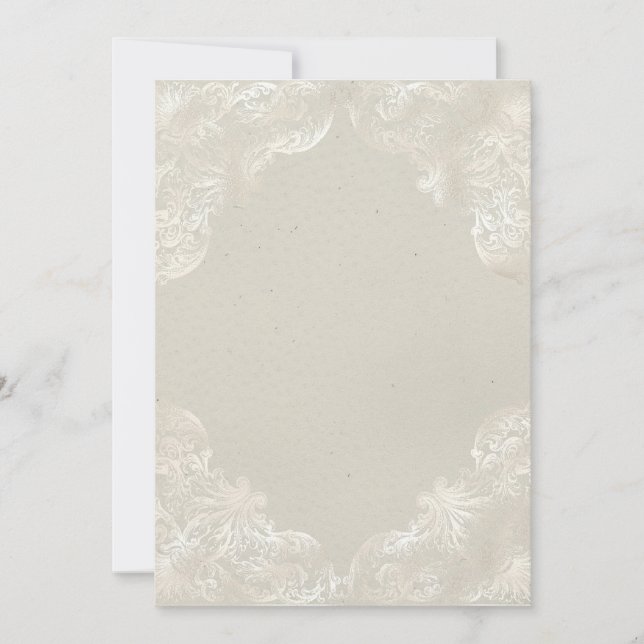 Yellow grey vintage gilded white blank invitation (Front)
