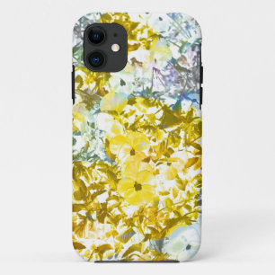 Yellow grey water colour flower pattern design iPhone 11 case