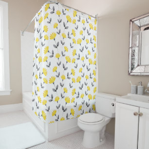 Yellow Grey Watercolor Flower Pattern