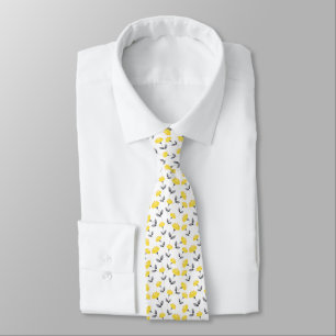 Yellow Grey Watercolor Flower Pattern Tie