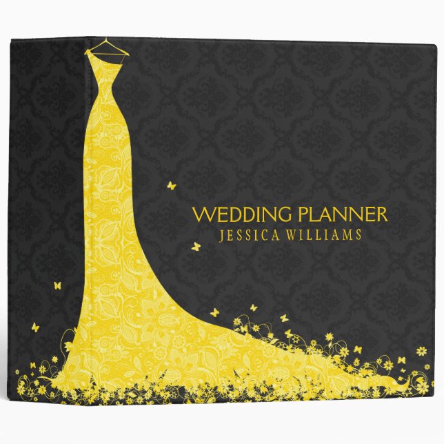 Yellow & Grey Wedding Dress & Vintage Lace Binder (Front/Spine)