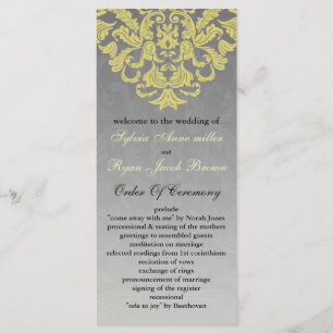 "yellow grey" Wedding program