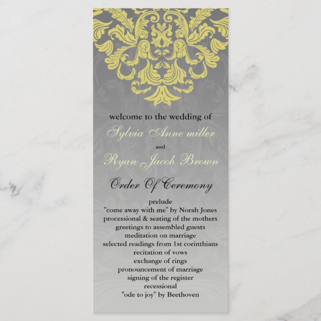 "yellow grey" Wedding program (Front)