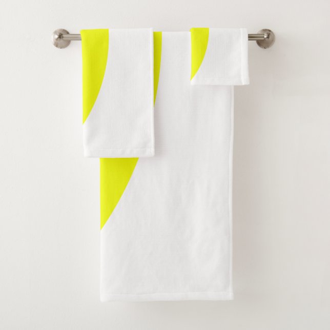 Yellow Grey White Abstract Art Bath Towels (Insitu)