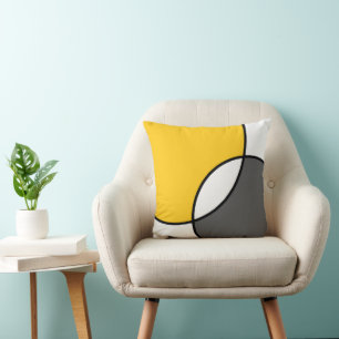 Yellow Grey White Circles  Throw Pillow