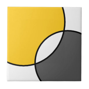 Yellow Grey White Circles Tile