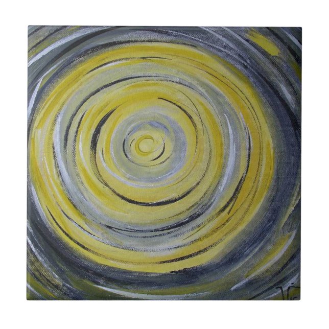 yellow grey white circles tile (Front)