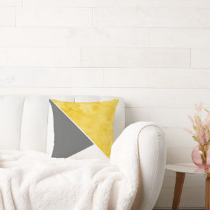 Yellow Grey White Colour Block Throw Pillow