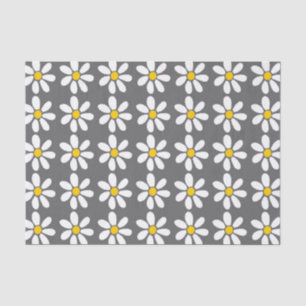 Yellow Grey White Daisy Pattern Tissue Paper