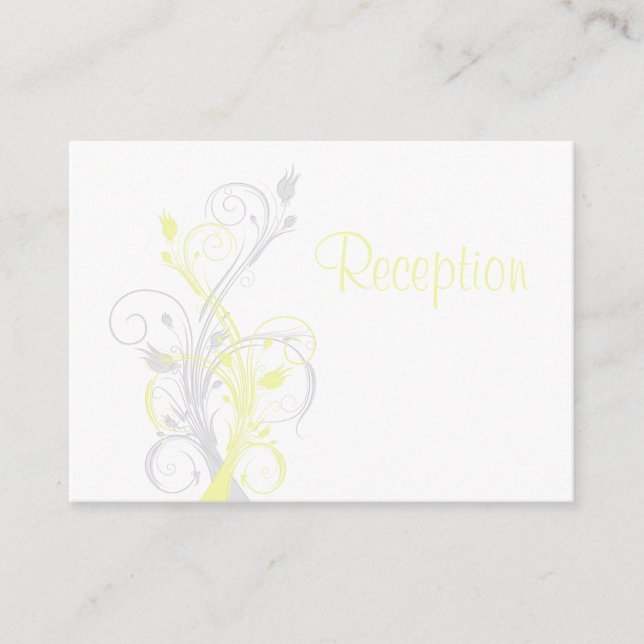 Yellow Grey White Floral Reception Enclosure Card (Front)