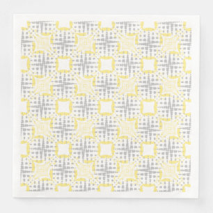 Yellow, Grey, & White Seismic Waves Pattern Napkin