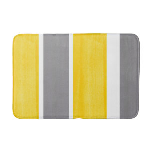 Yellow Grey White Stripes Modern 2 Bath Mat