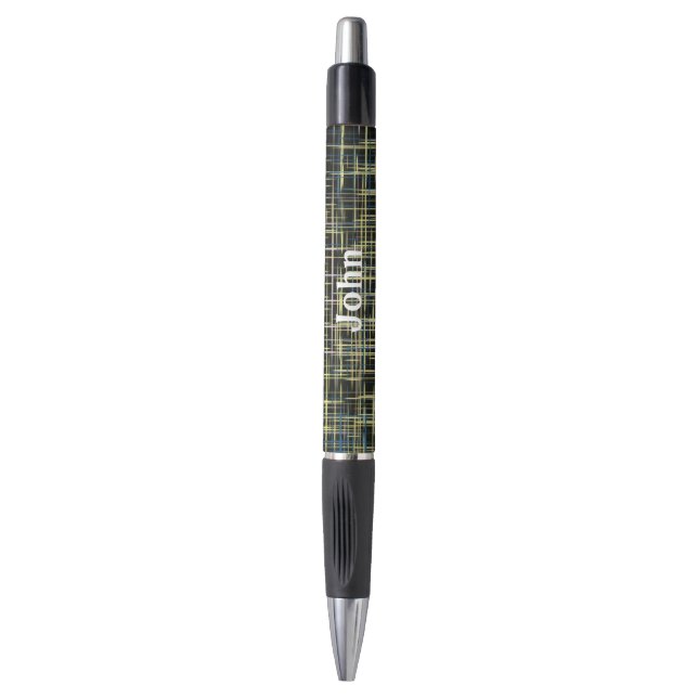 Yellow Grid Lines Art Pattern Pen (Front Vertical)