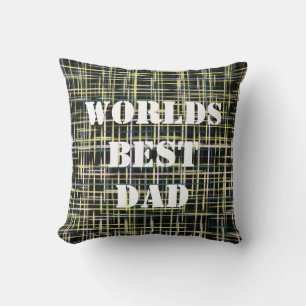 Yellow Grid Lines Art Pattern Worlds Best Throw Pillow