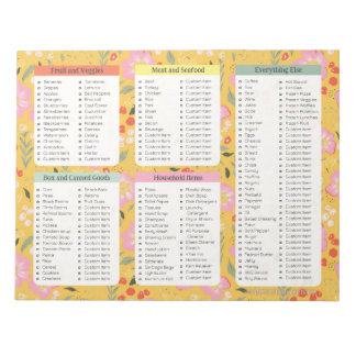 Yellow Grocery List Notepads, Grocery List Notepad