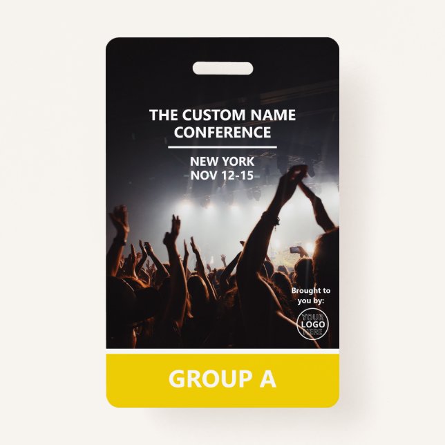 Yellow Group Conference QR Code Custom Access Pass Badge (Front)