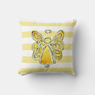Yellow Guardian Angel Art Striped Pillow