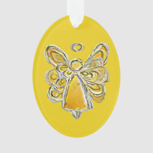 Yellow Guardian Angel Christmas Pendant Ornaments