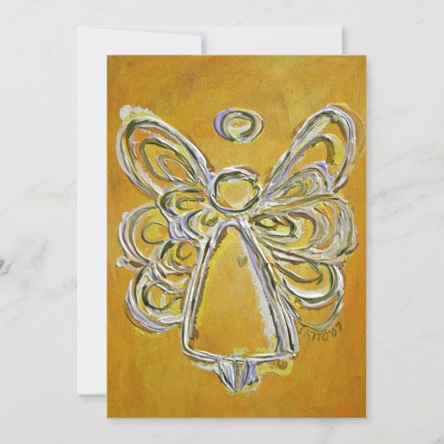 Yellow Guardian Angel Custom Invite or Invitation (Front)