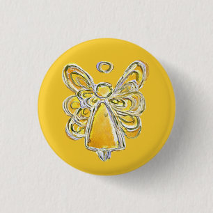 Yellow Guardian Holiday Angel Custom Button Pins