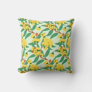 Yellow Gum Tree Flowers Throw Pillow