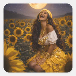yellow gypsy square sticker