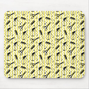 Yellow Hairdresser Tool Pattern Mouse Pad