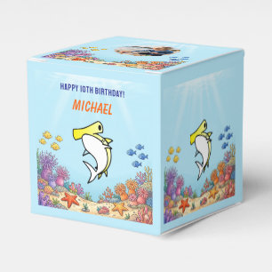 Yellow Hammerhead Shark Ocean Birthday Photo Favor Box