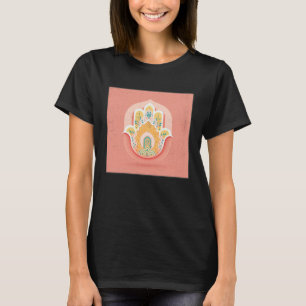 Yellow Hamsa Hand Illustration Pastel Color Women T-Shirt