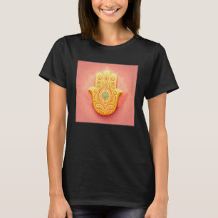 Yellow Hamsa Hand Illustration Pastel Color Women T-Shirt