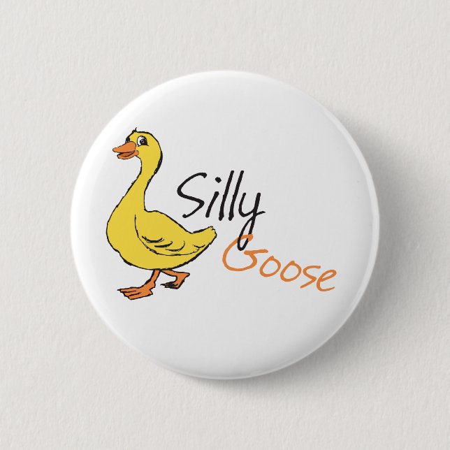 Yellow Hand Drawn Silly Goose Baby Goose Cartoon 2 Inch Round Button (Front)