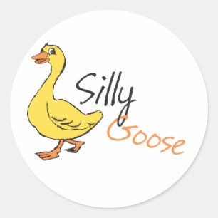 Yellow Hand Drawn Silly Goose Baby Goose Cartoon Classic Round Sticker