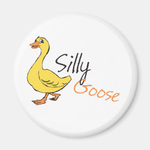 Yellow Hand Drawn Silly Goose Baby Goose Cartoon Magnet