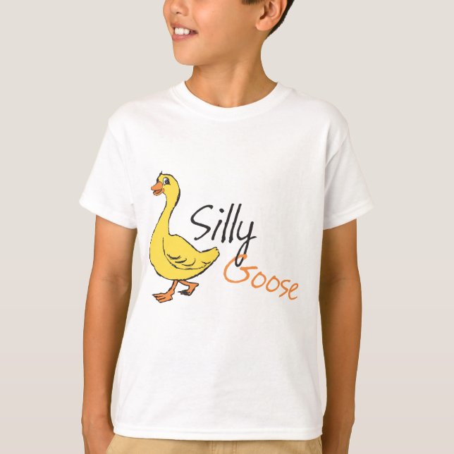 Yellow Hand Drawn Silly Goose Baby Goose Cartoon T-Shirt (Front)