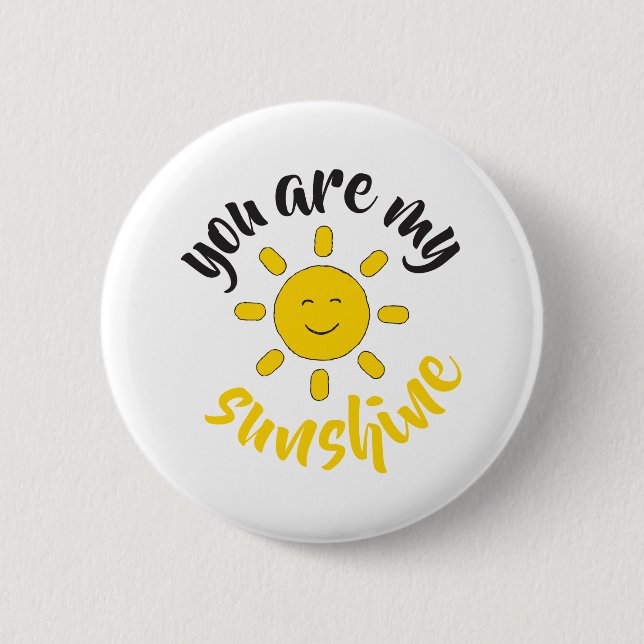 Yellow Hand Drawn Sun Hello Sunshine Image Sun Art 2 Inch Round Button (Front)