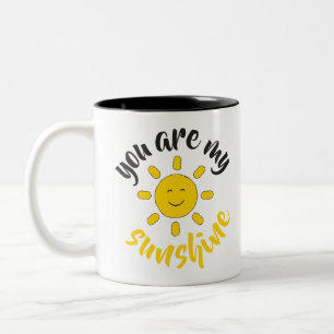 Yellow Hand Drawn Sun Hello Sunshine Image Sun Art Two-Tone Coffee Mug